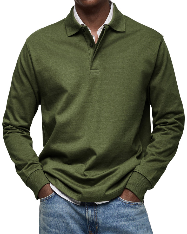 Oscar | Men's Premium Soft Breathable Long Sleeve Polo-Metro Lane Plaza