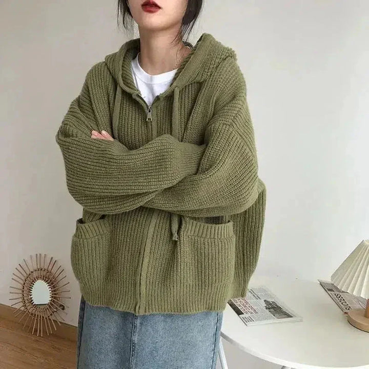 Cardigan-pull zippé en maille pour femme