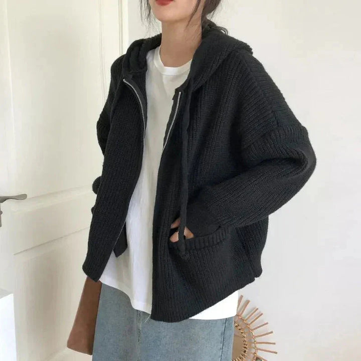 Cardigan-pull zippé en maille pour femme