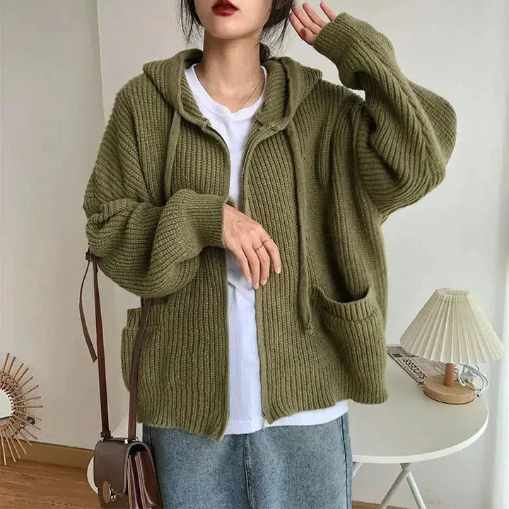 Cardigan-pull zippé en maille pour femme