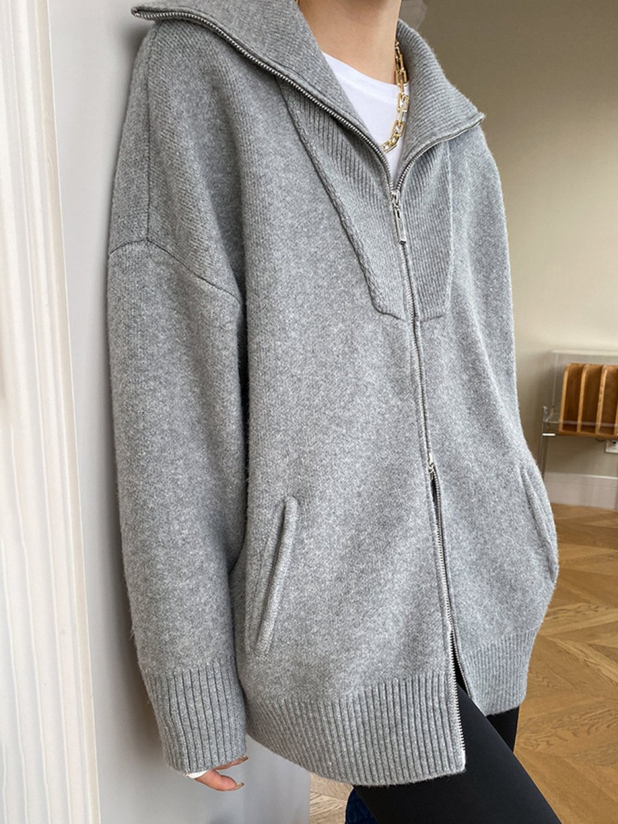 Pull décontracté oversize pour femme à col ouvert
