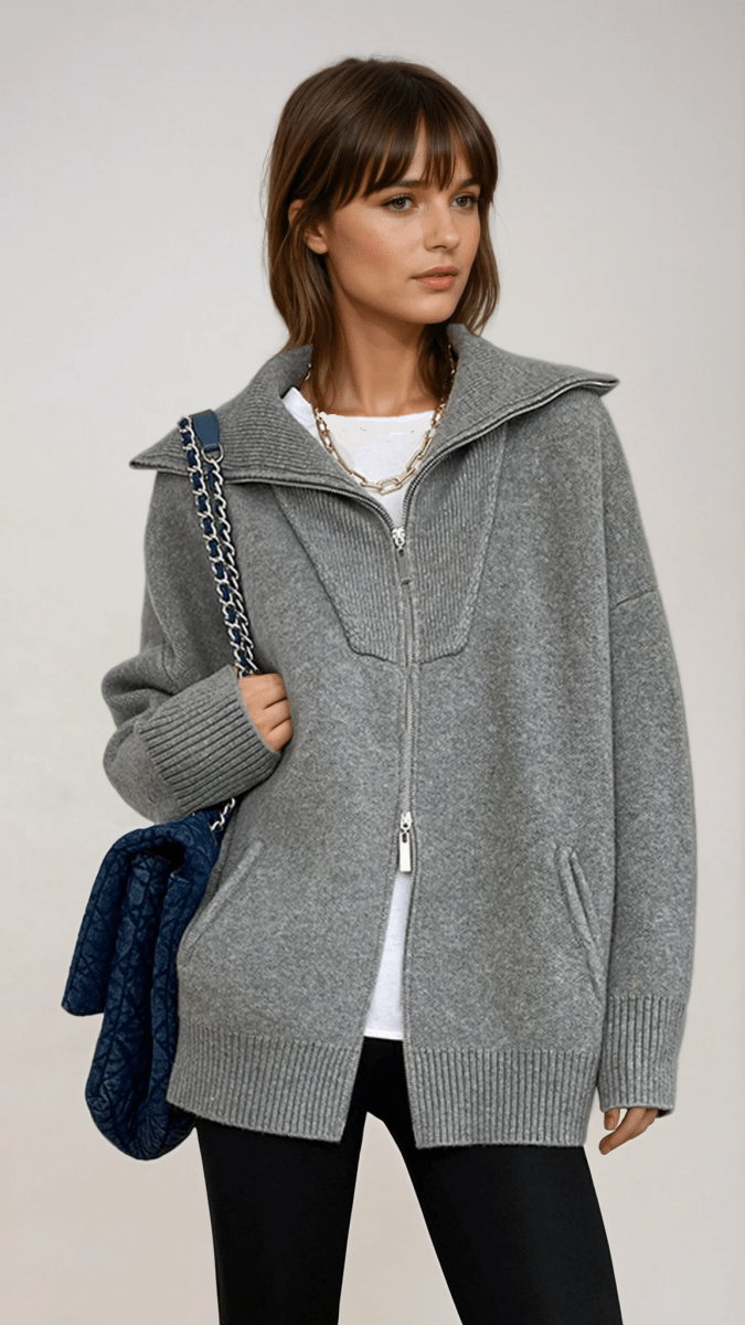 Pull décontracté oversize pour femme à col ouvert