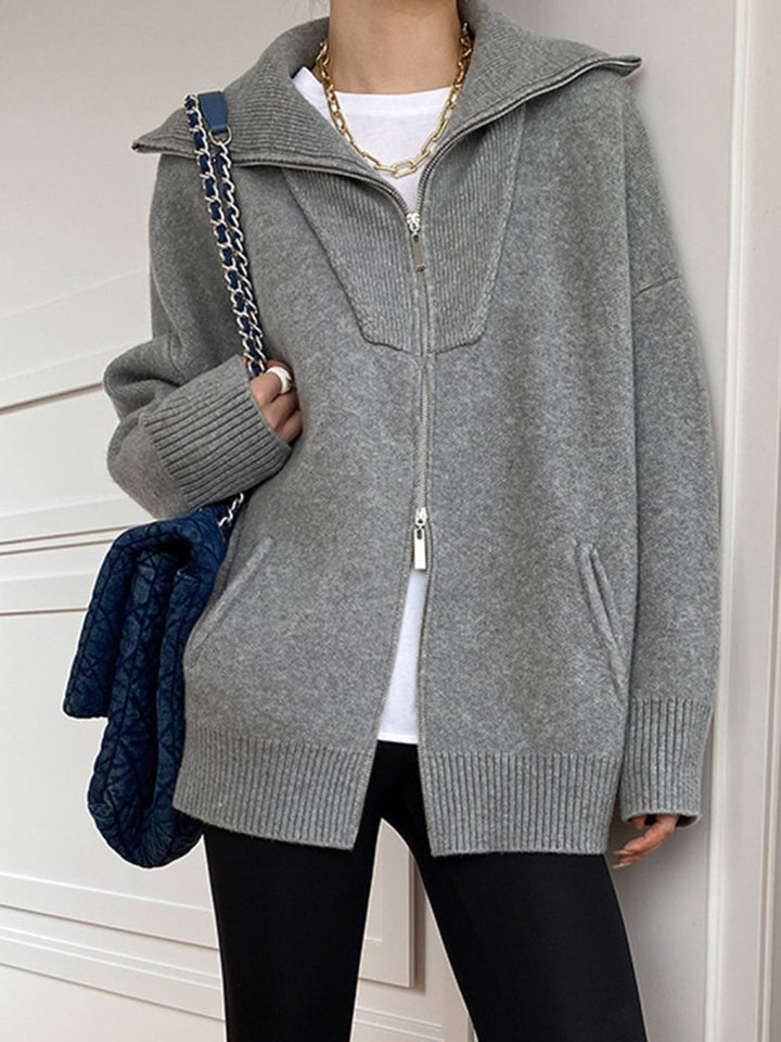 Pull décontracté oversize pour femme à col ouvert