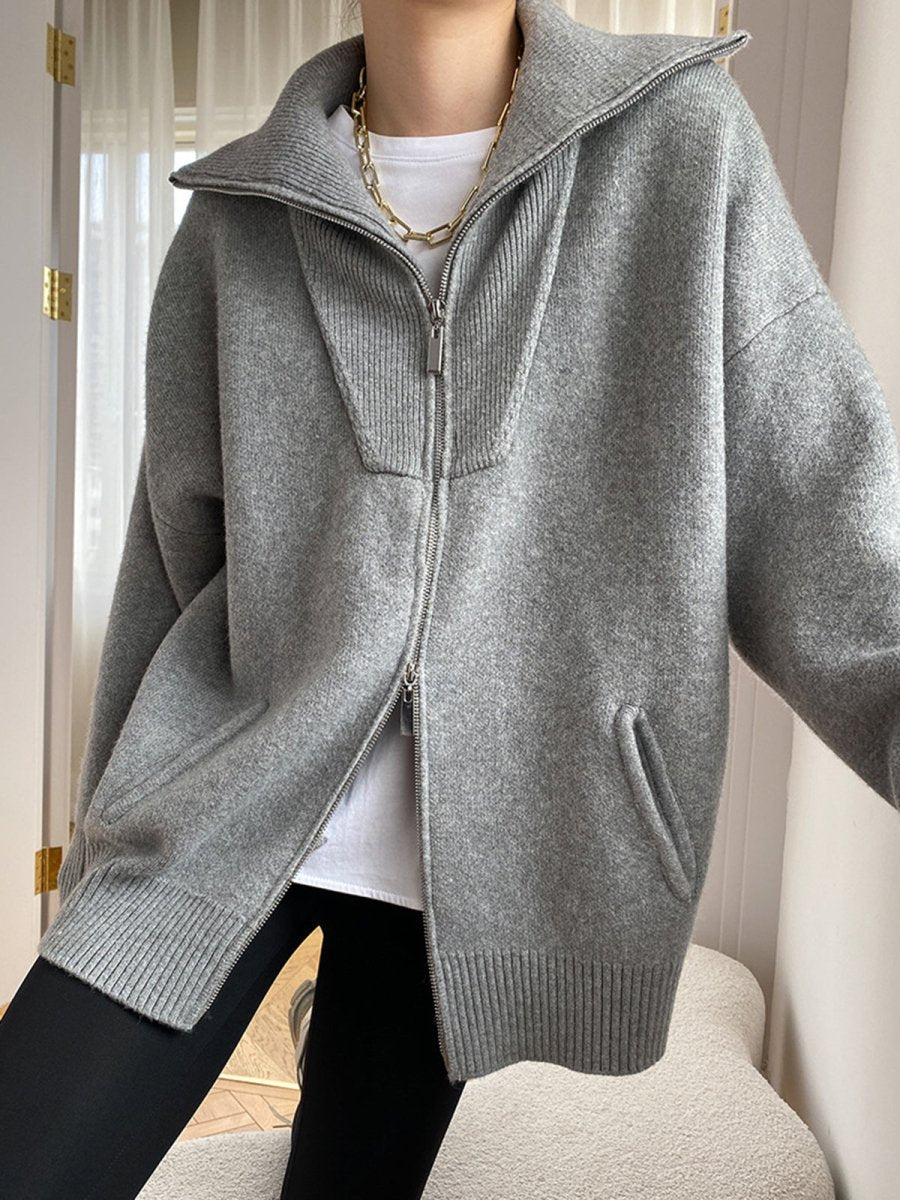Pull décontracté oversize pour femme à col ouvert