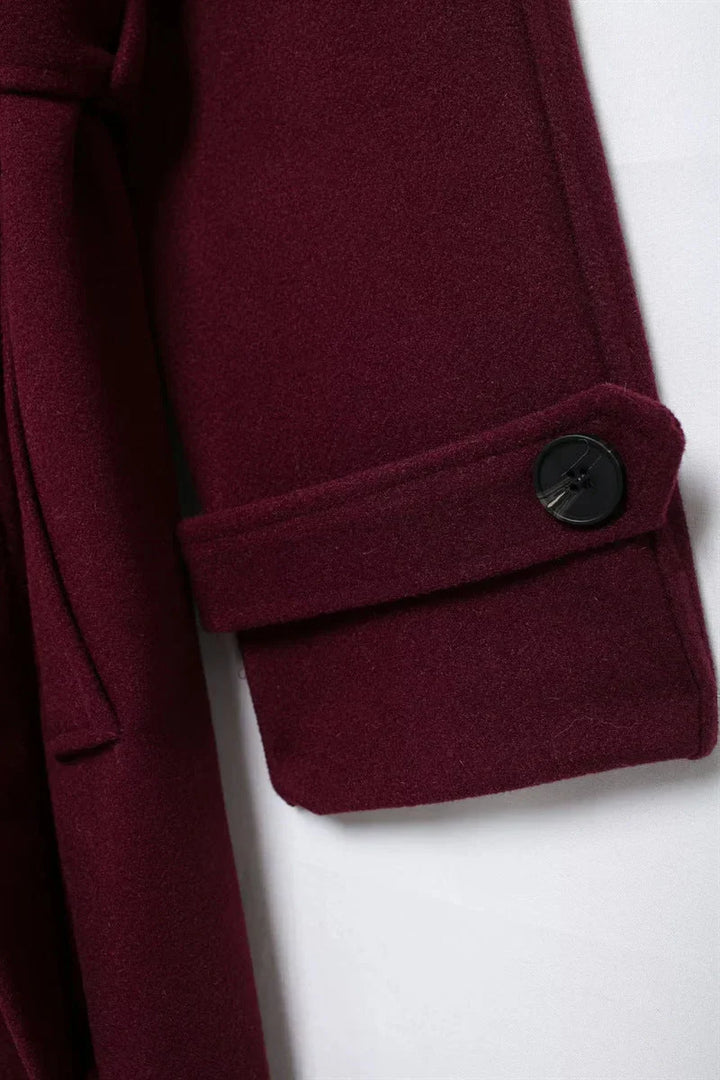 Oversize-Wollmischmantel für Damen in Burgunderrot mit zeitloser Eleganz
