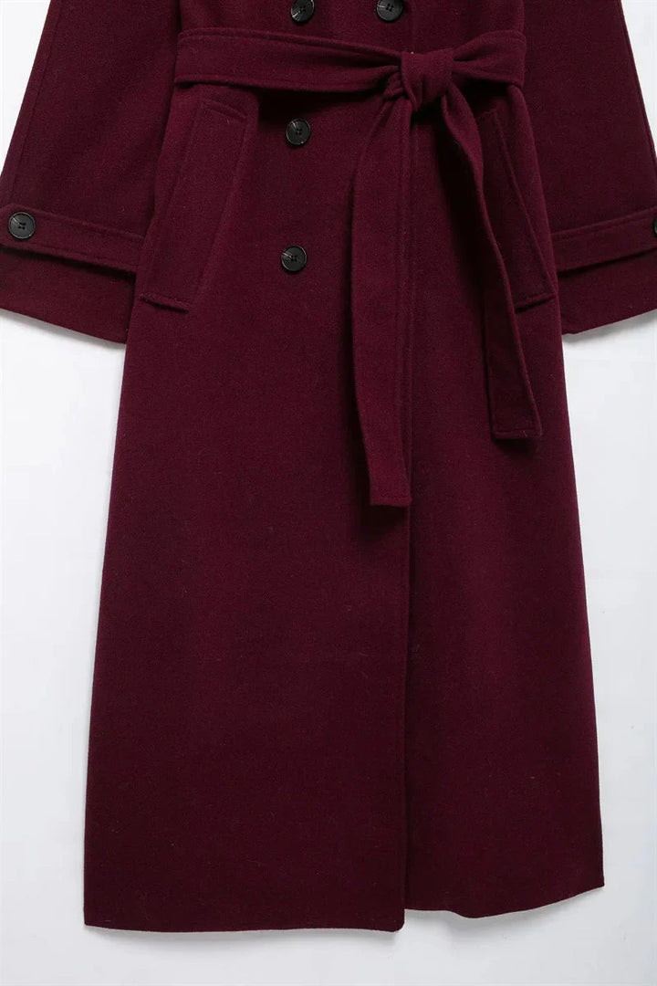 Oversize-Wollmischmantel für Damen in Burgunderrot mit zeitloser Eleganz