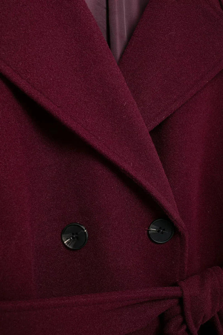 Oversize-Wollmischmantel für Damen in Burgunderrot mit zeitloser Eleganz