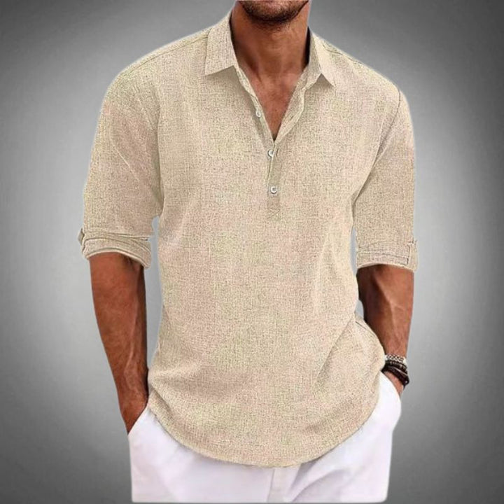 Parker | Men's Relaxed Cotton-Blend Popover Shirt-Metro Lane Plaza