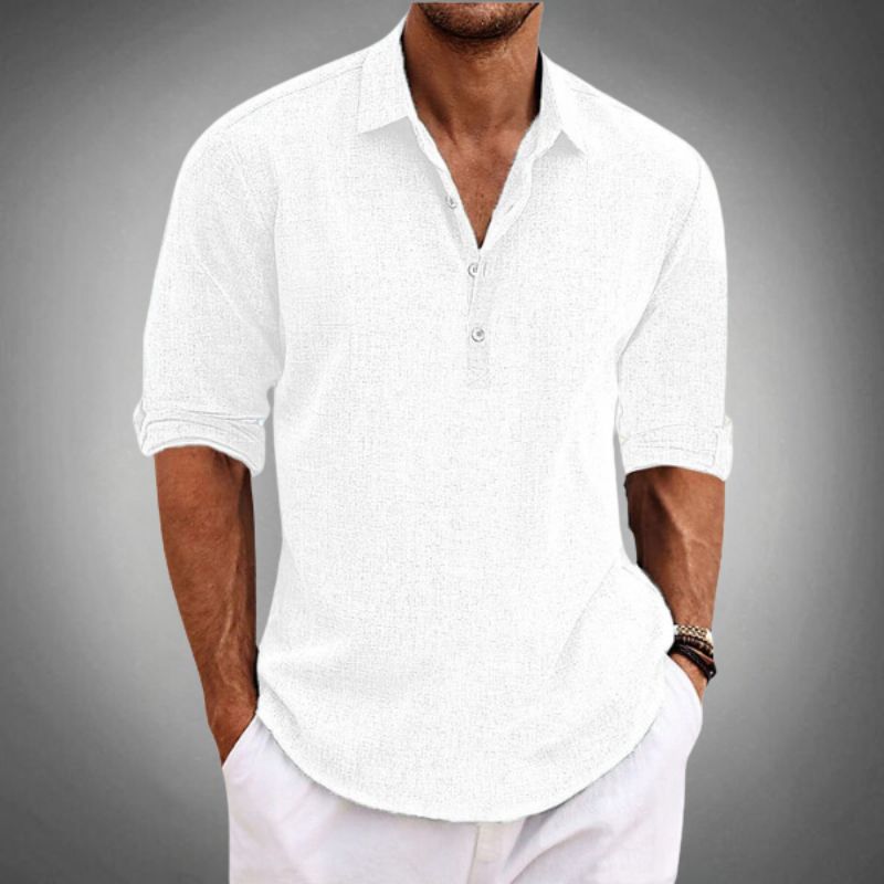 Parker | Men's Relaxed Cotton-Blend Popover Shirt-Metro Lane Plaza