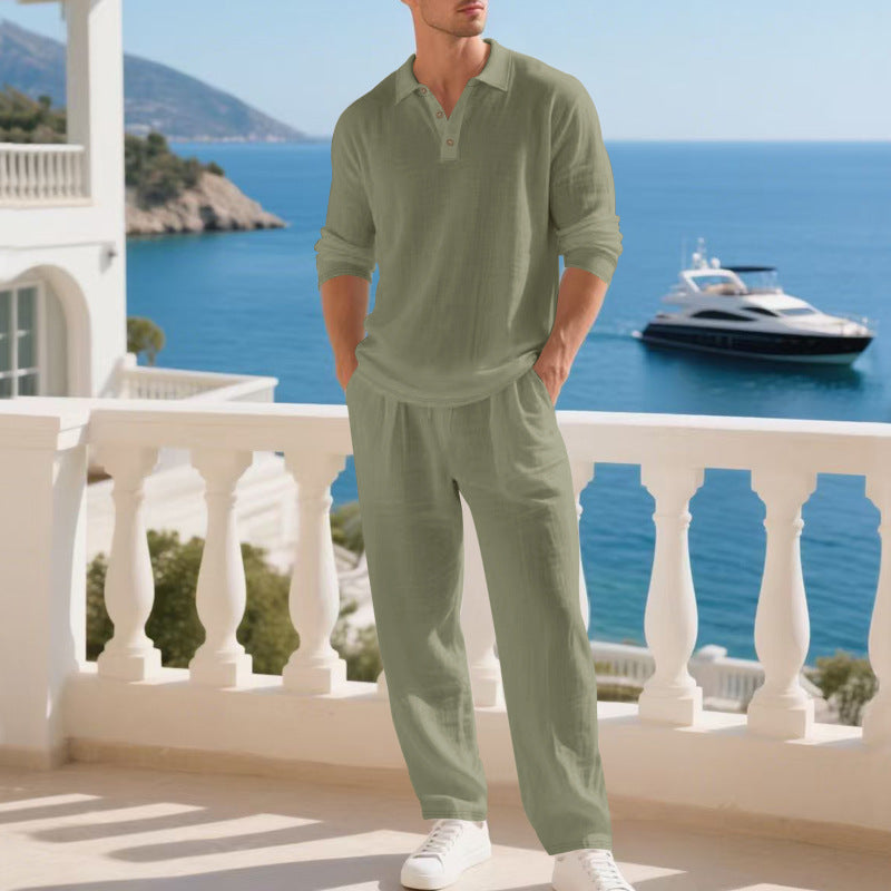 Donald | Men's Elegant Cotton Blend Lounge Set-Metro Lane Plaza