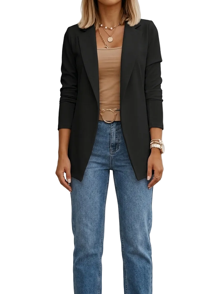 Sophia | Women's Draped Open-Front Elegant Blazer-Metro Lane Plaza