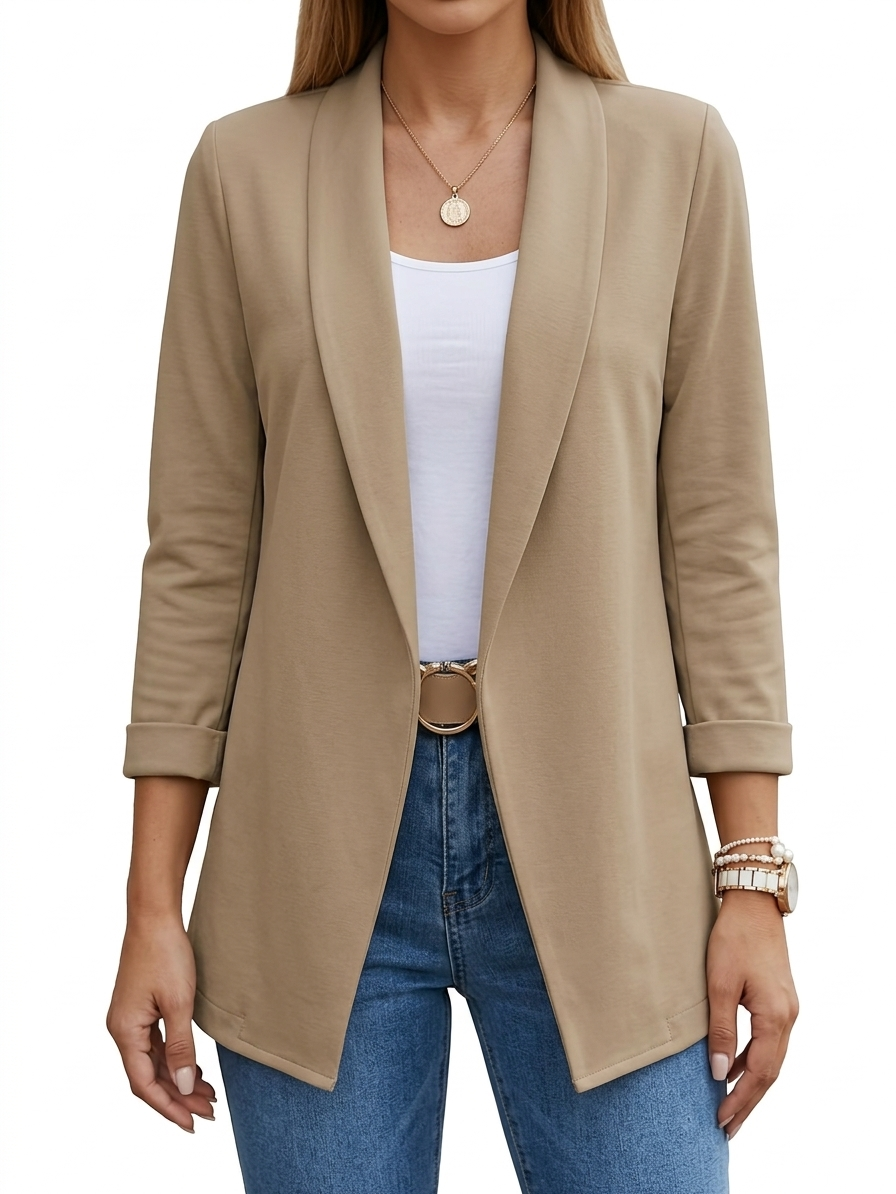 Sophia | Women's Draped Open-Front Elegant Blazer-Metro Lane Plaza