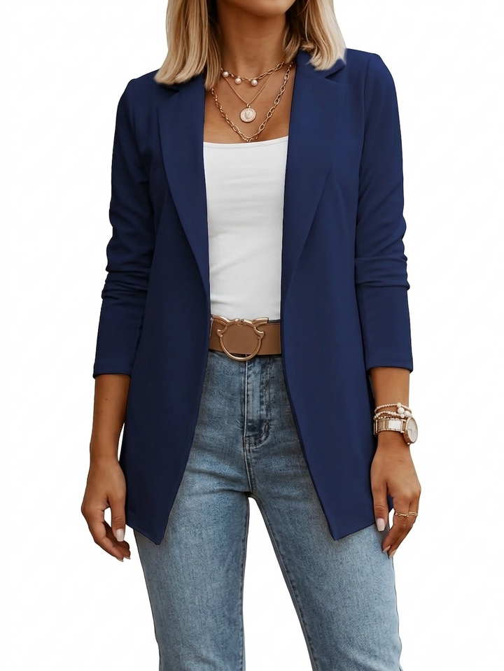 Sophia | Women's Draped Open-Front Elegant Blazer-Metro Lane Plaza