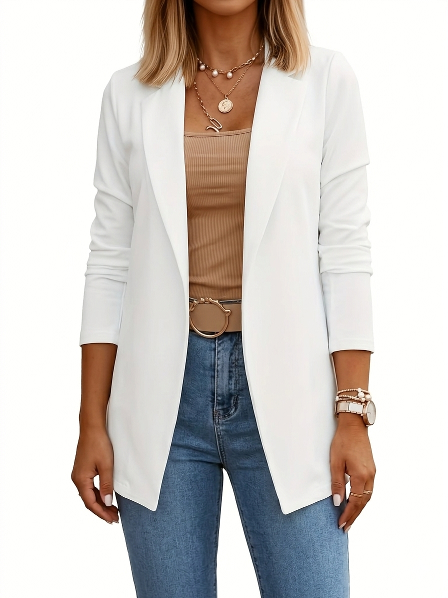 Sophia | Women's Draped Open-Front Elegant Blazer-Metro Lane Plaza