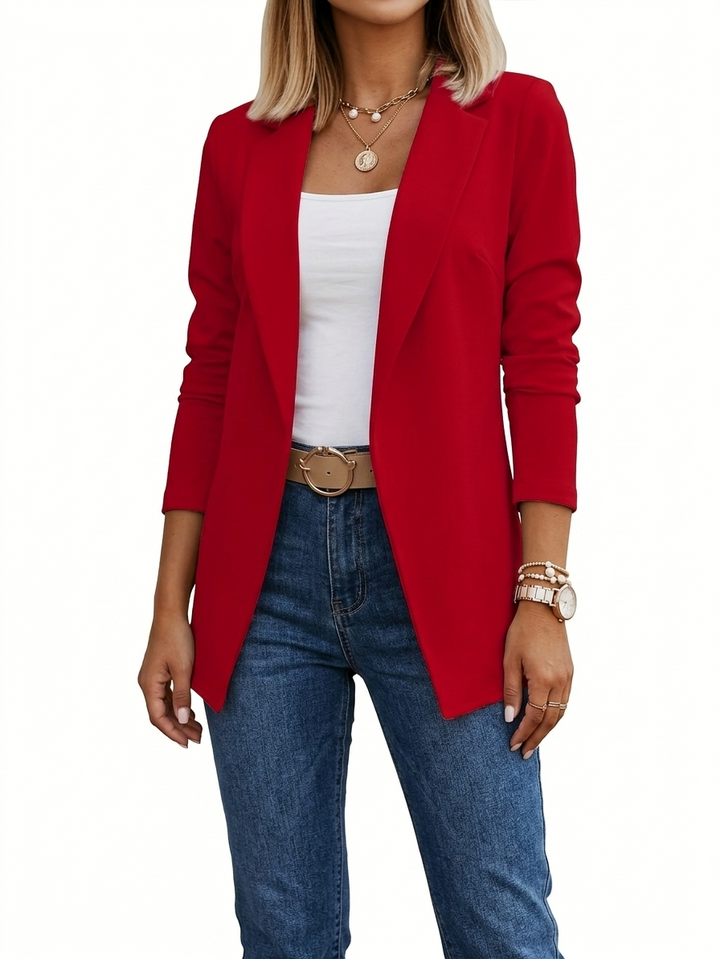 Sophia | Women's Draped Open-Front Elegant Blazer-Metro Lane Plaza