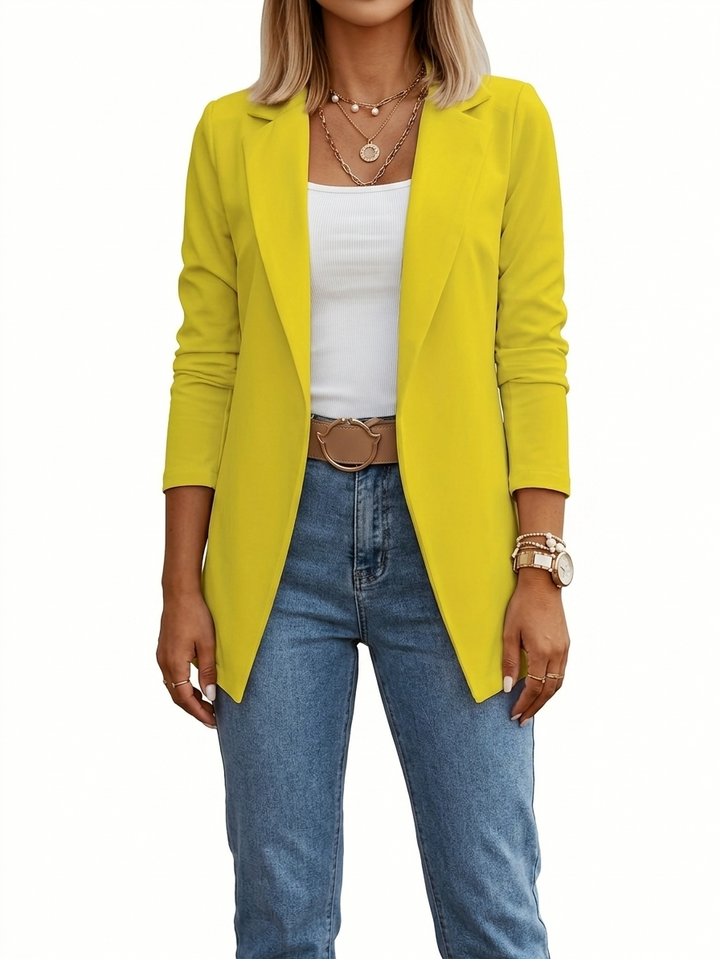Sophia | Women's Draped Open-Front Elegant Blazer-Metro Lane Plaza