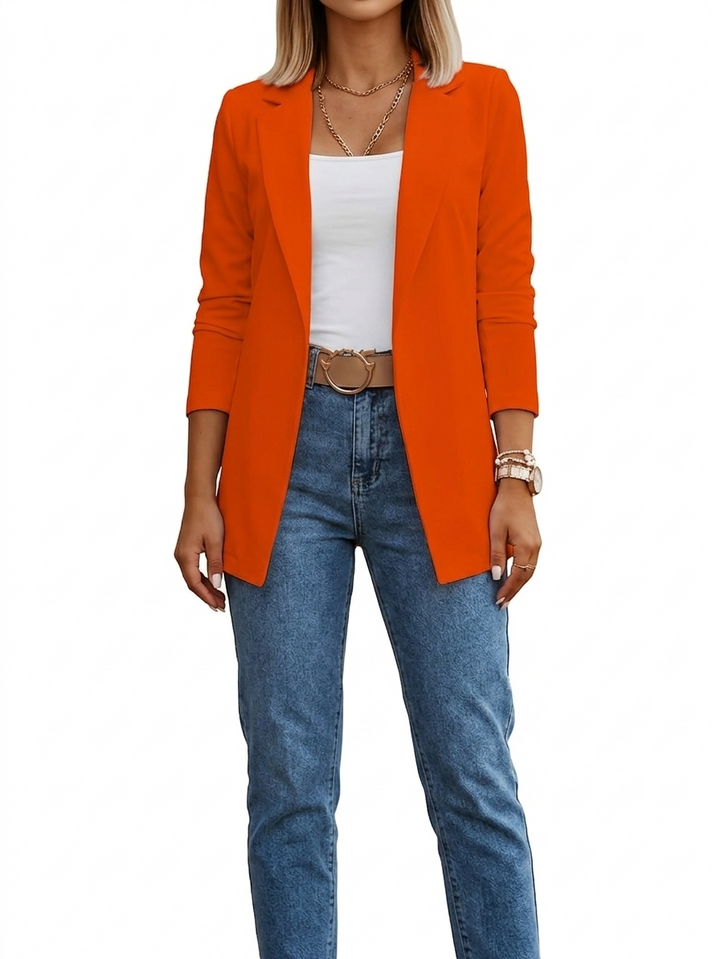Sophia | Women's Draped Open-Front Elegant Blazer-Metro Lane Plaza