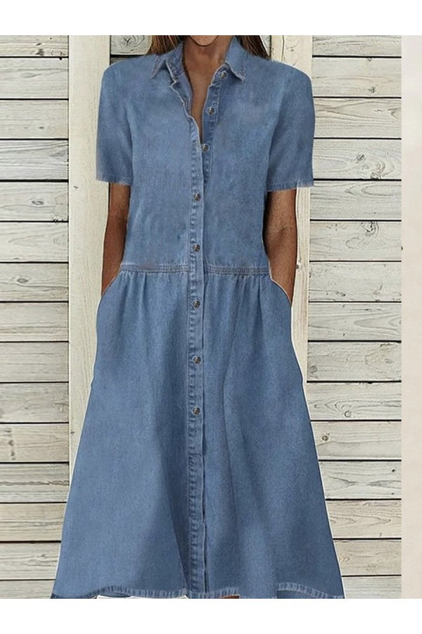 Faith | Women's Elegant Button-Down Midi Shirt Dress-Metro Lane Plaza