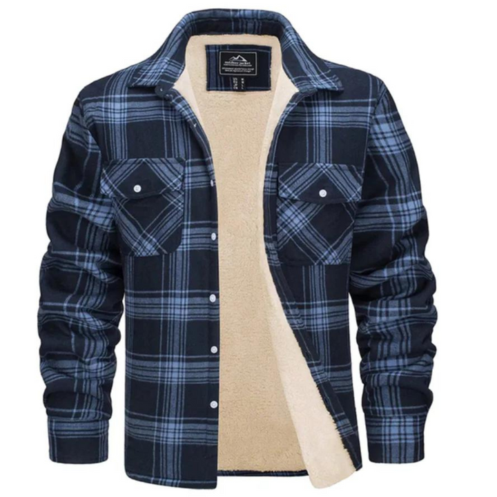 Herren-Flanellhemdjacke mit Sherpa-Futter und Karomuster