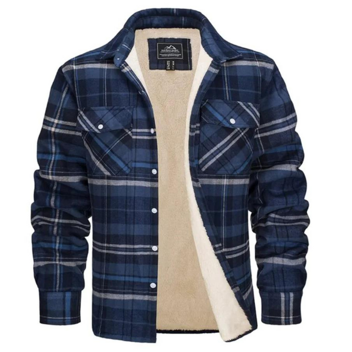 Herren-Flanellhemdjacke mit Sherpa-Futter und Karomuster