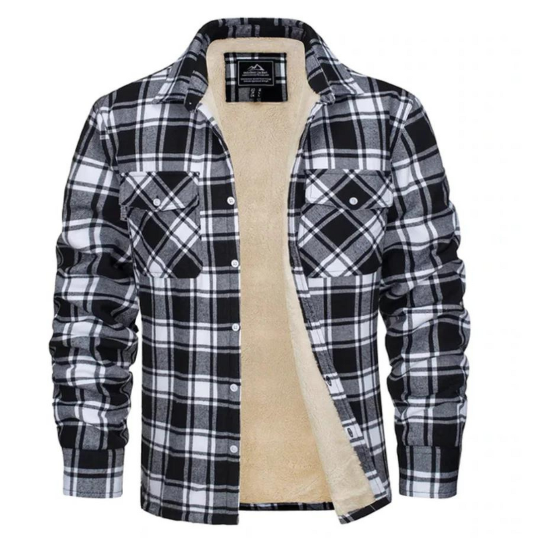 Herren-Flanellhemdjacke mit Sherpa-Futter und Karomuster