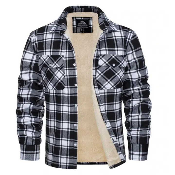 Herren-Flanellhemdjacke mit Sherpa-Futter und Karomuster