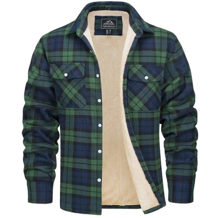 Herren-Flanellhemdjacke mit Sherpa-Futter und Karomuster