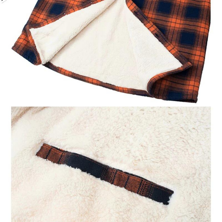 Herren-Flanellhemdjacke mit Sherpa-Futter und Karomuster