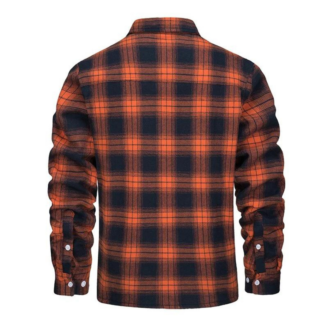 Herren-Flanellhemdjacke mit Sherpa-Futter und Karomuster