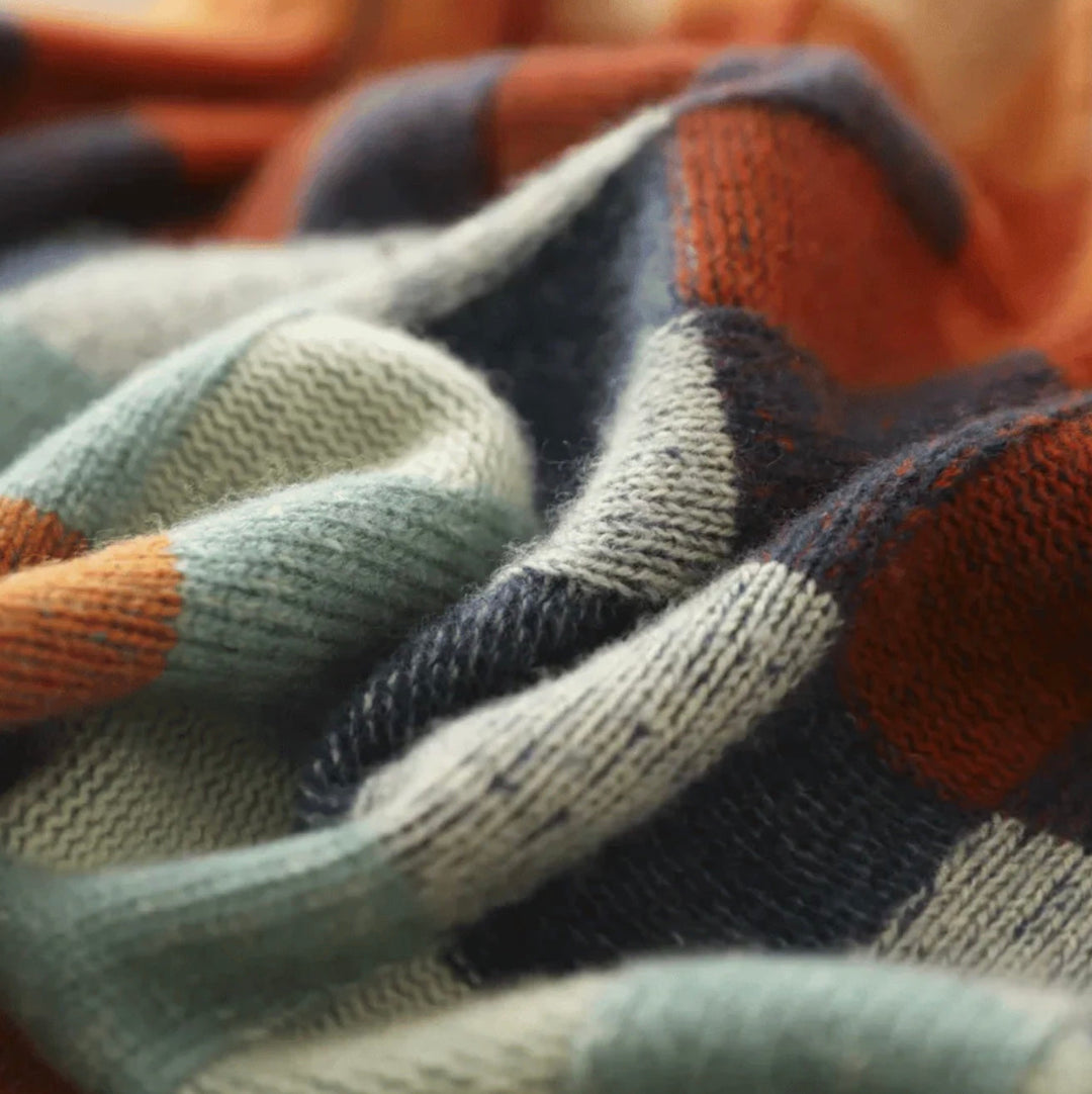 Ravel | Women's Luxury Cashmere Turtleneck Sweater with Patchwork Design-Metro Lane Plaza