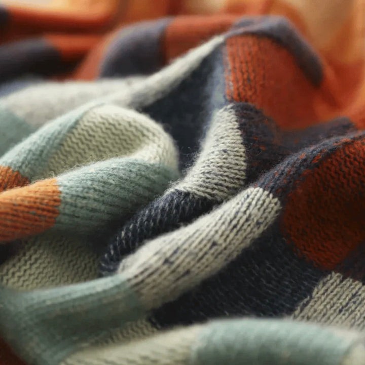 Ravel | Women's Luxury Cashmere Turtleneck Sweater with Patchwork Design-Metro Lane Plaza