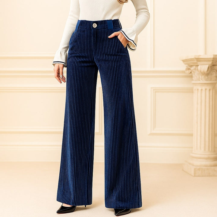 Women's Retro High Waist Wide Leg Corduroy Pants