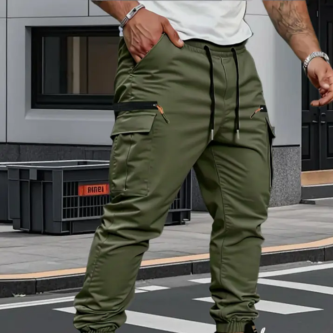 William | Men's Premium Stretch Cargo Pants with Elastic Cuffs-Metro Lane Plaza