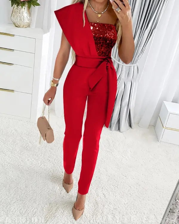 Savannah | Women's One Shoulder Jumpsuit-Metro Lane Plaza