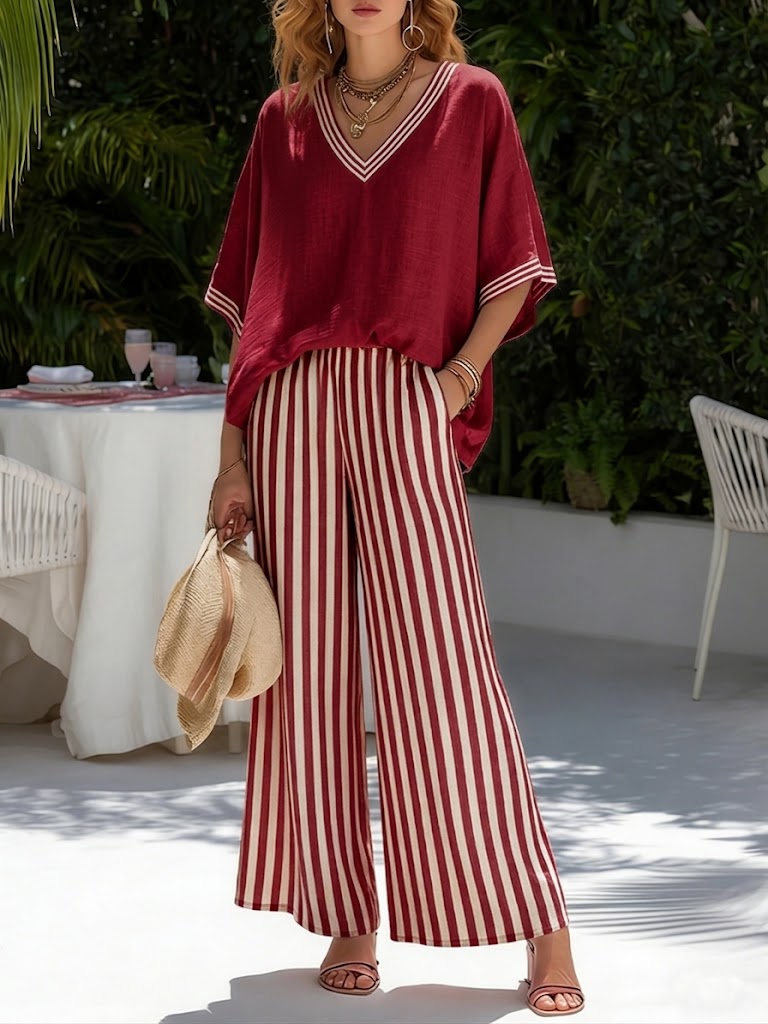 Poppy | Women's Elegant Cotton-Linen Two-Piece Set-Metro Lane Plaza