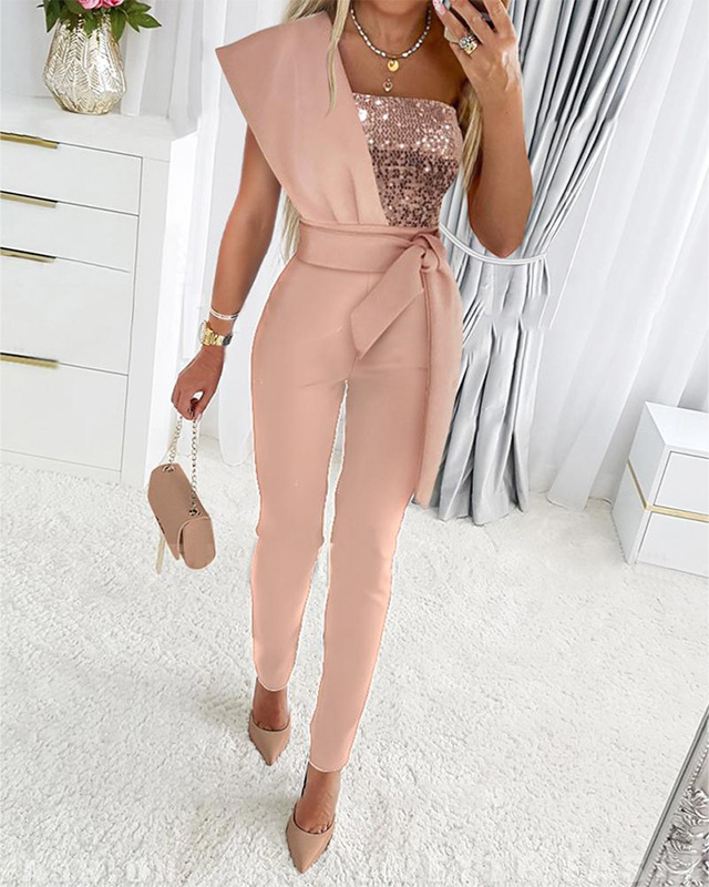 Savannah | Women's One Shoulder Jumpsuit-Metro Lane Plaza