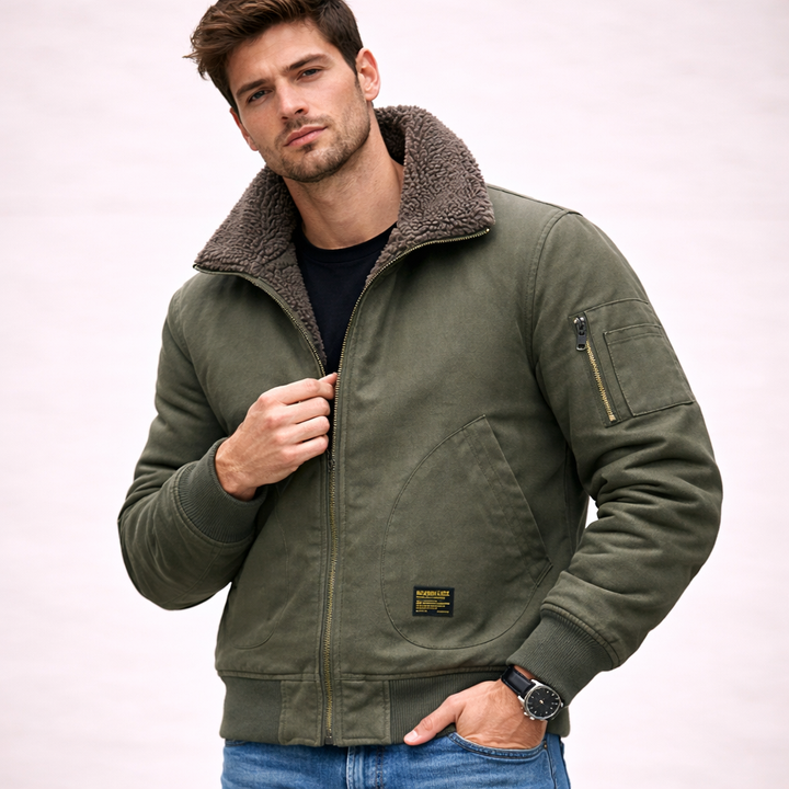 Falcon | Men's Stylish Sherpa-Lined Pilot Jacket-Metro Lane Plaza