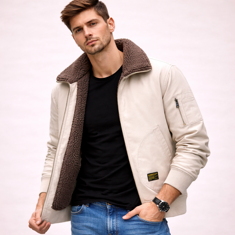 Falcon | Men's Stylish Sherpa-Lined Pilot Jacket-Metro Lane Plaza