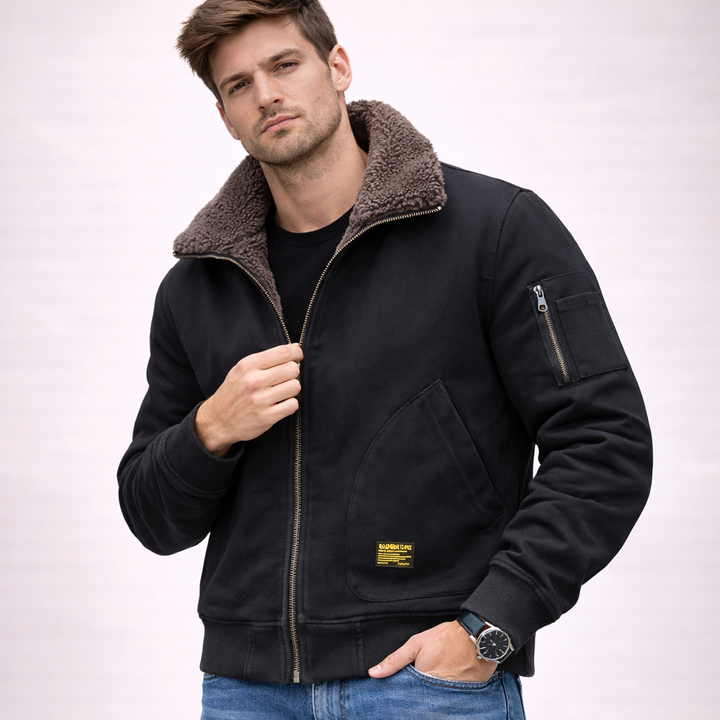 Falcon | Men's Stylish Sherpa-Lined Pilot Jacket-Metro Lane Plaza