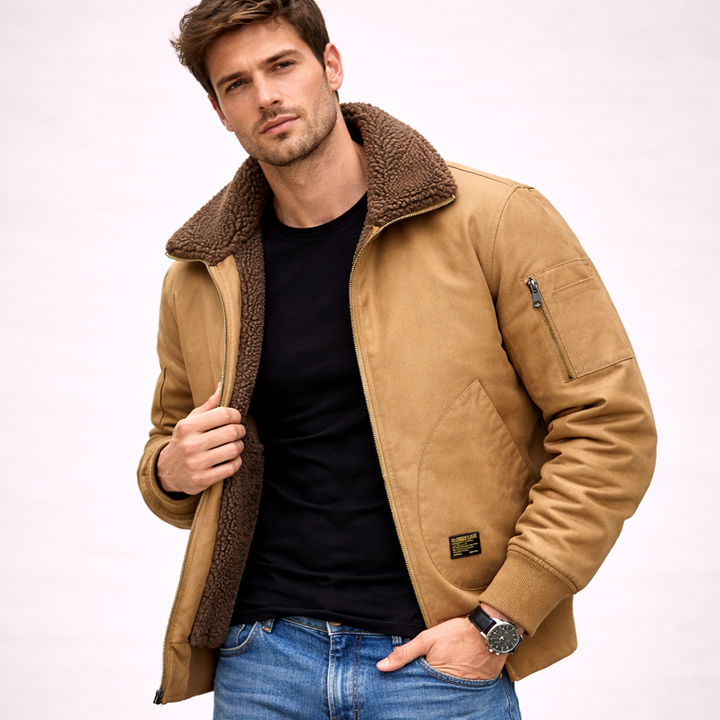 Falcon | Men's Stylish Sherpa-Lined Pilot Jacket-Metro Lane Plaza