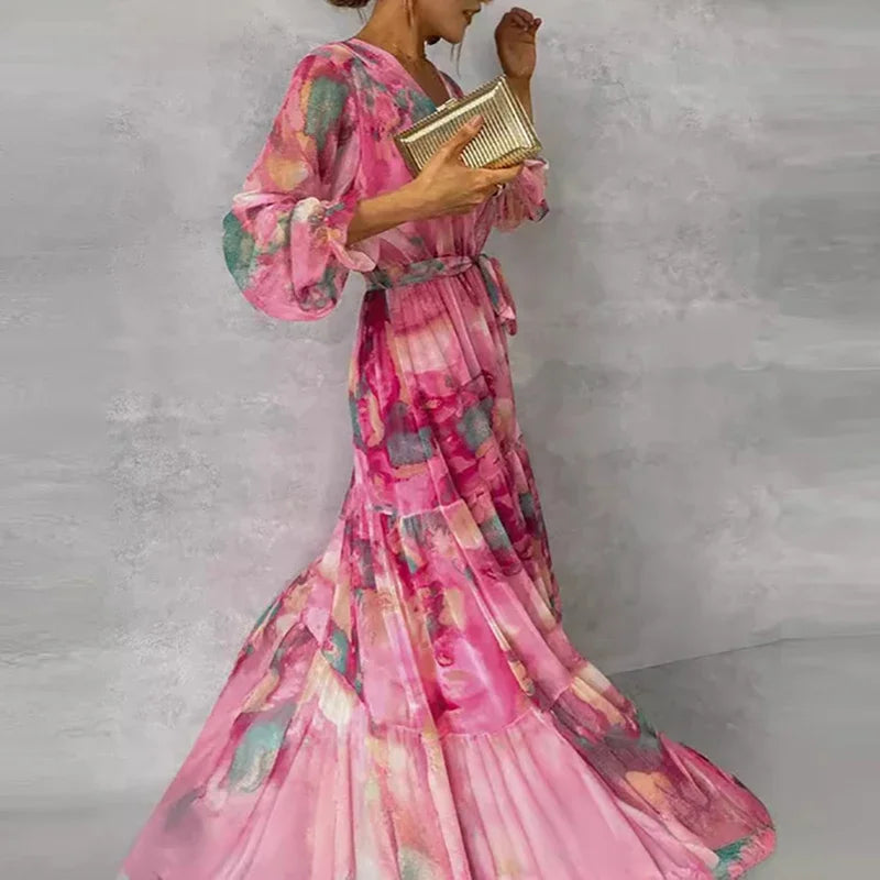 Valentina | Elegant Floral Handmade Women's Dress-Metro Lane Plaza