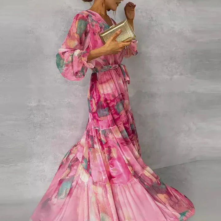 Valentina | Elegant Floral Handmade Women's Dress-Metro Lane Plaza