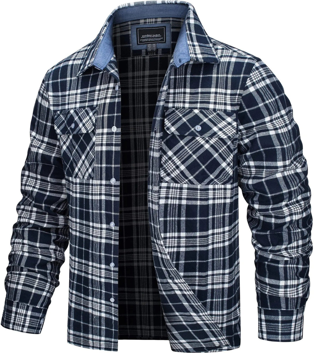 Men's Stylish Cotton Checked Flannel Shirt Jacket-Metro Lane Plaza