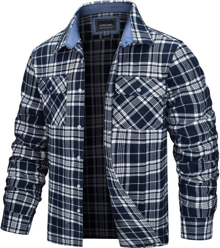 Men's Stylish Cotton Checked Flannel Shirt Jacket-Metro Lane Plaza