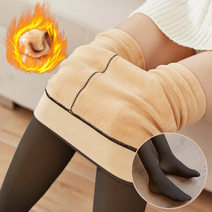 Women's Thermal Fleece Leggings - Lightweight Winter Tights for Casual Wear