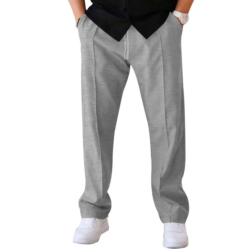 John | Men's Loose-Fit Straight Trousers with Pockets and Drawstring-Metro Lane Plaza