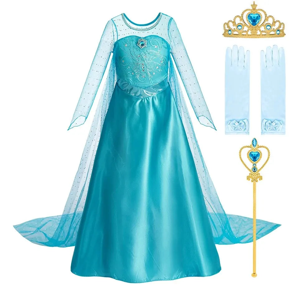 Halloween-Prinzessinnenkleid für Mädchen mit langem Umhang