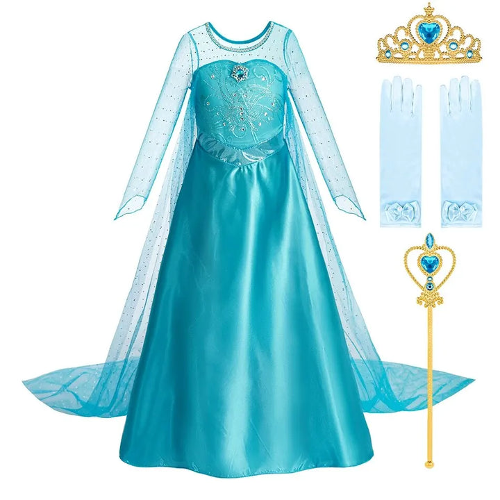 Halloween-Prinzessinnenkleid für Mädchen mit langem Umhang