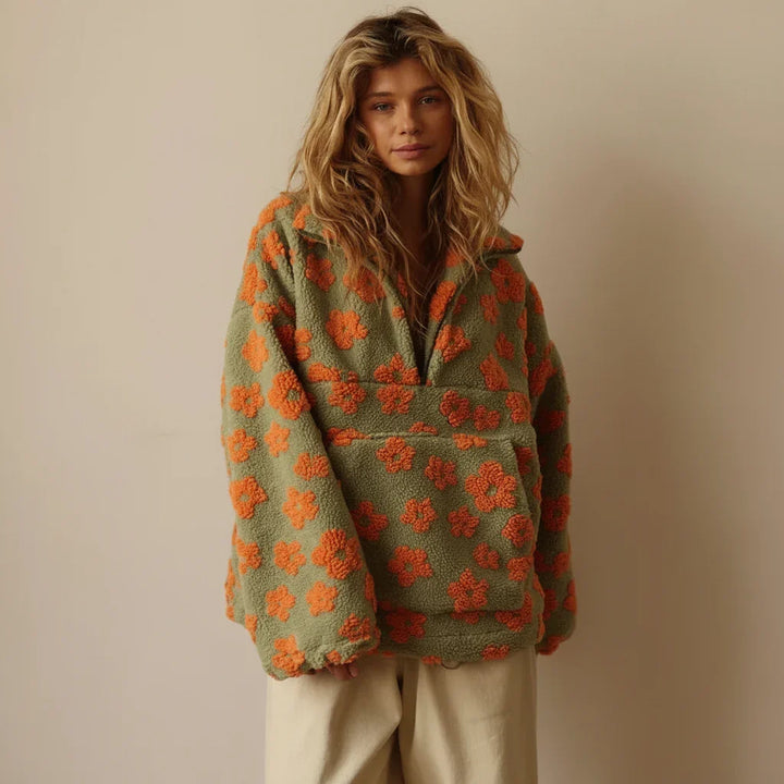 Fleece-damessweatshirt Flower Power