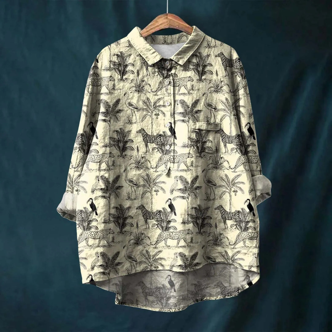 Scarlett | Women's Botanical Print Shirt-Metro Lane Plaza